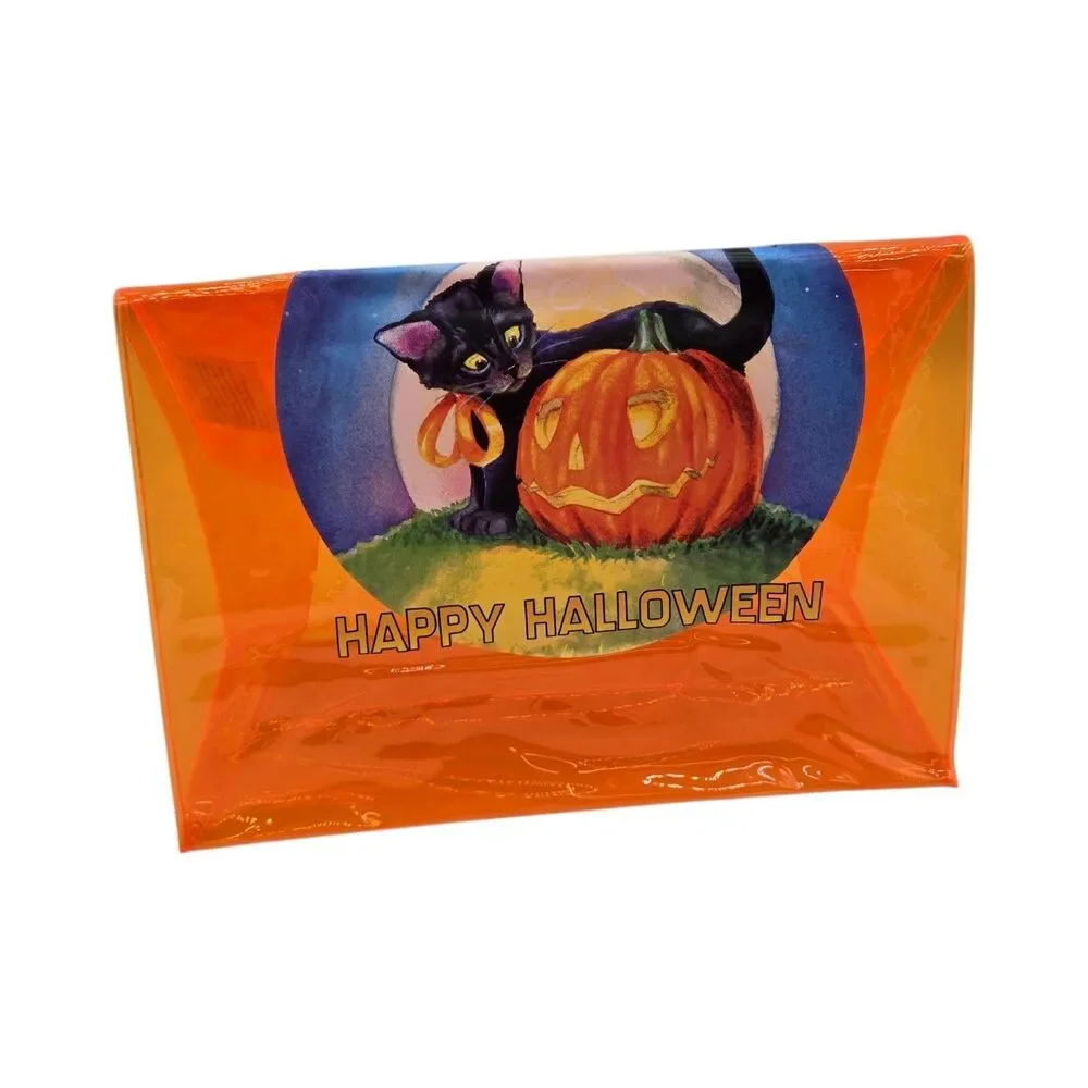 2004 Barnes & Noble Halloween Trick Treat Black Cat Pumpkin Rare Vinyl Tote Bag